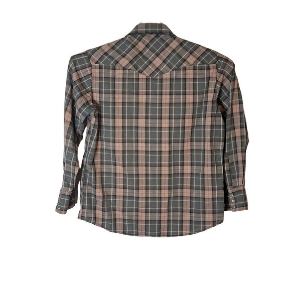 Wrangler Western Fashion Pearl Snap Button Up Shirt SS Green Plaid Size Medium - Picture 2 of 5